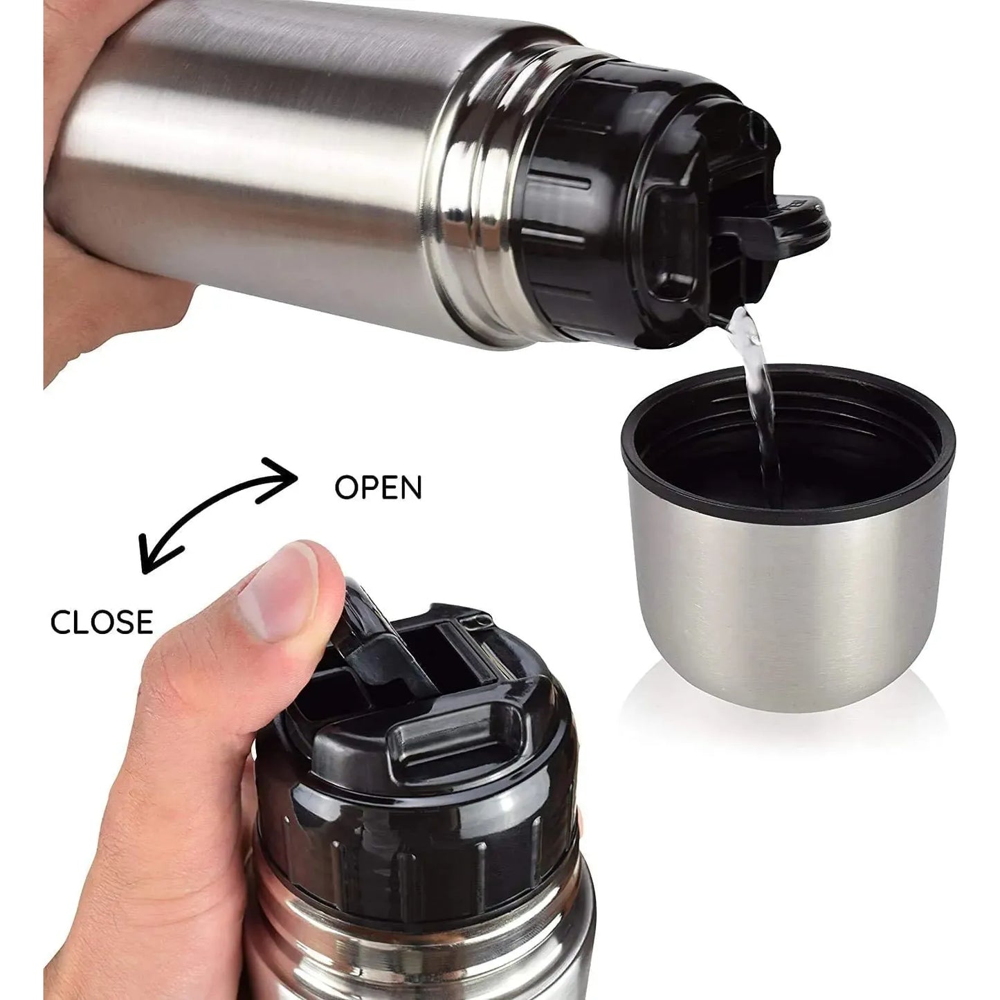 Silver Stainless Steel Flask water Bottle with bag - Bottle and beyond