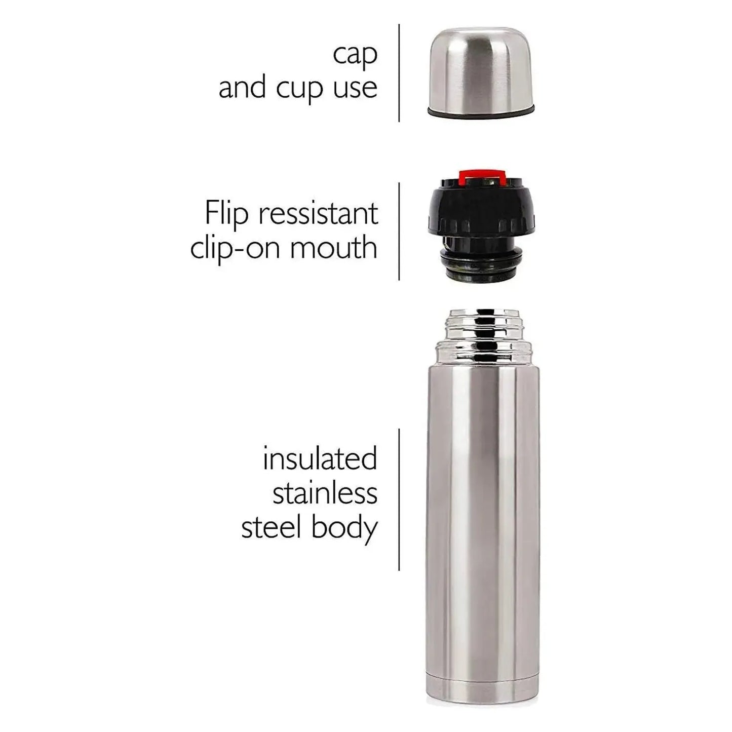 Silver Stainless Steel Flask water Bottle with bag - Bottle and beyond